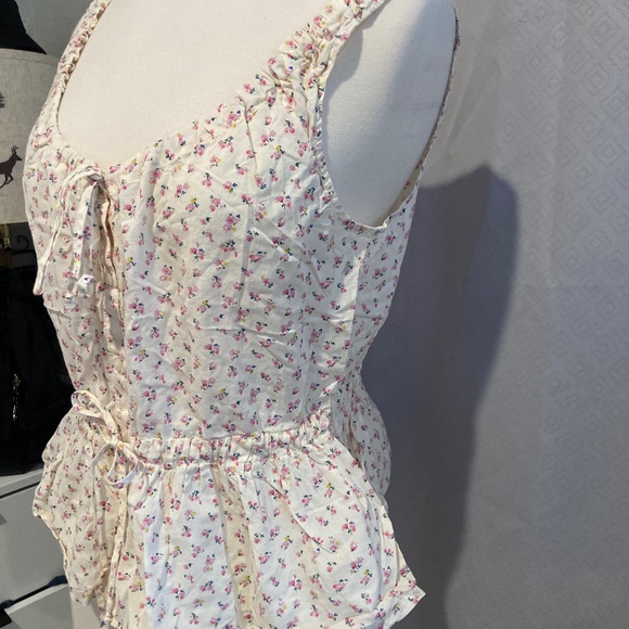 Madewell Shirred Drawstring Tank Top in Bright Buds Size M - Picture 6 of 7